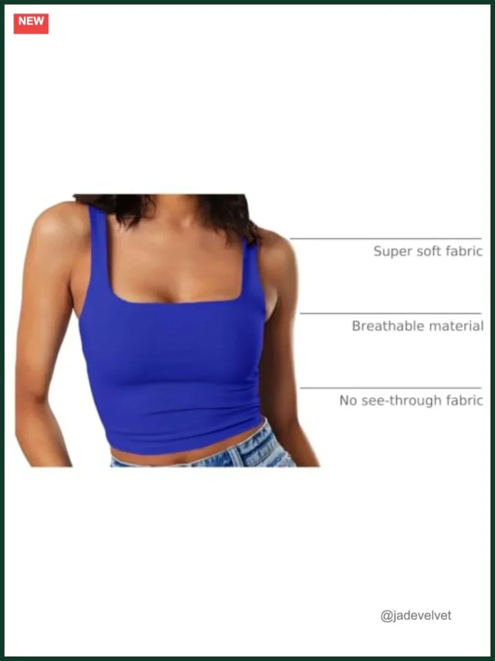 Women's Sleeveless Double Layer Square Neck Strappy Crop Tank Top, High Stretch